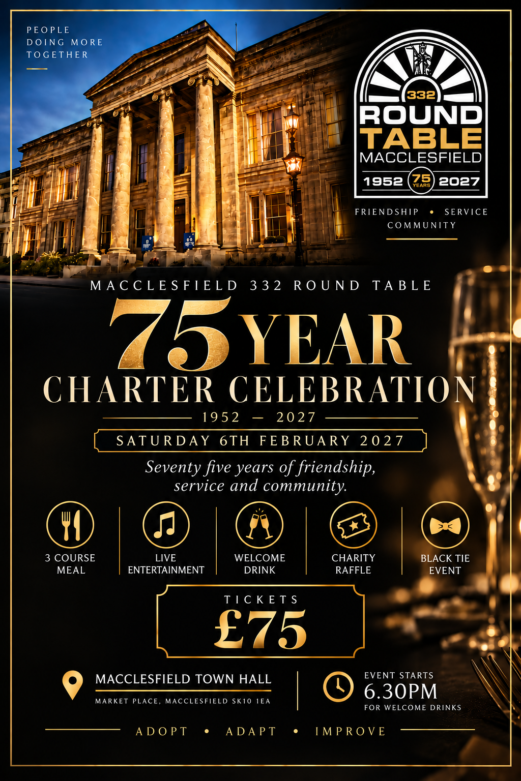 Macclesfield 332 Round Table 75th Year Charter Celebration poster